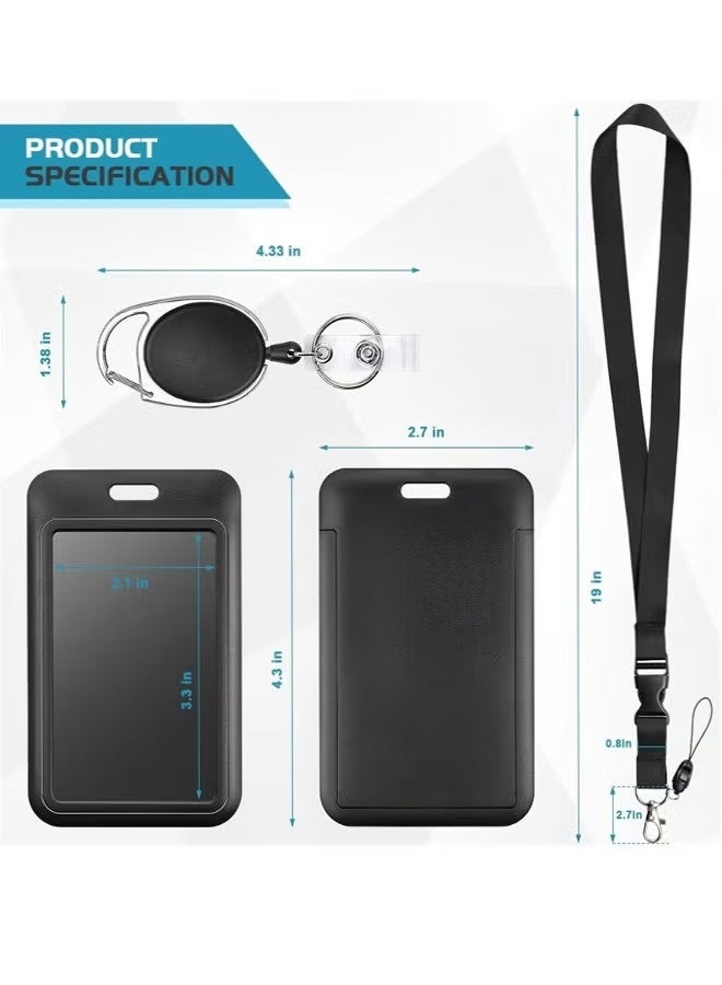 MTC Retractable ID Badge Holder with Breakaway Lanyard, Heavy Duty Retractable Badge Reel, Detachable Keychain, Vertical Sliding ID Badge Holder for Office School Officer Teacher Nurse - Image 2